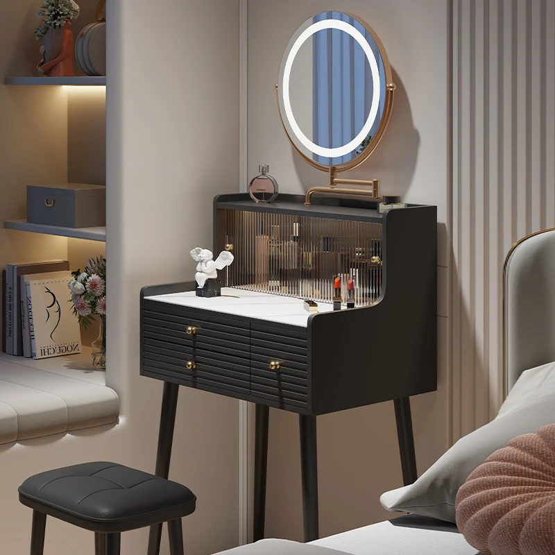 

Black Light Dressing Table European Organizer Luxury Makeup Dressing Table Women Glass Mueble Tocador Para Maquillaje Furniture