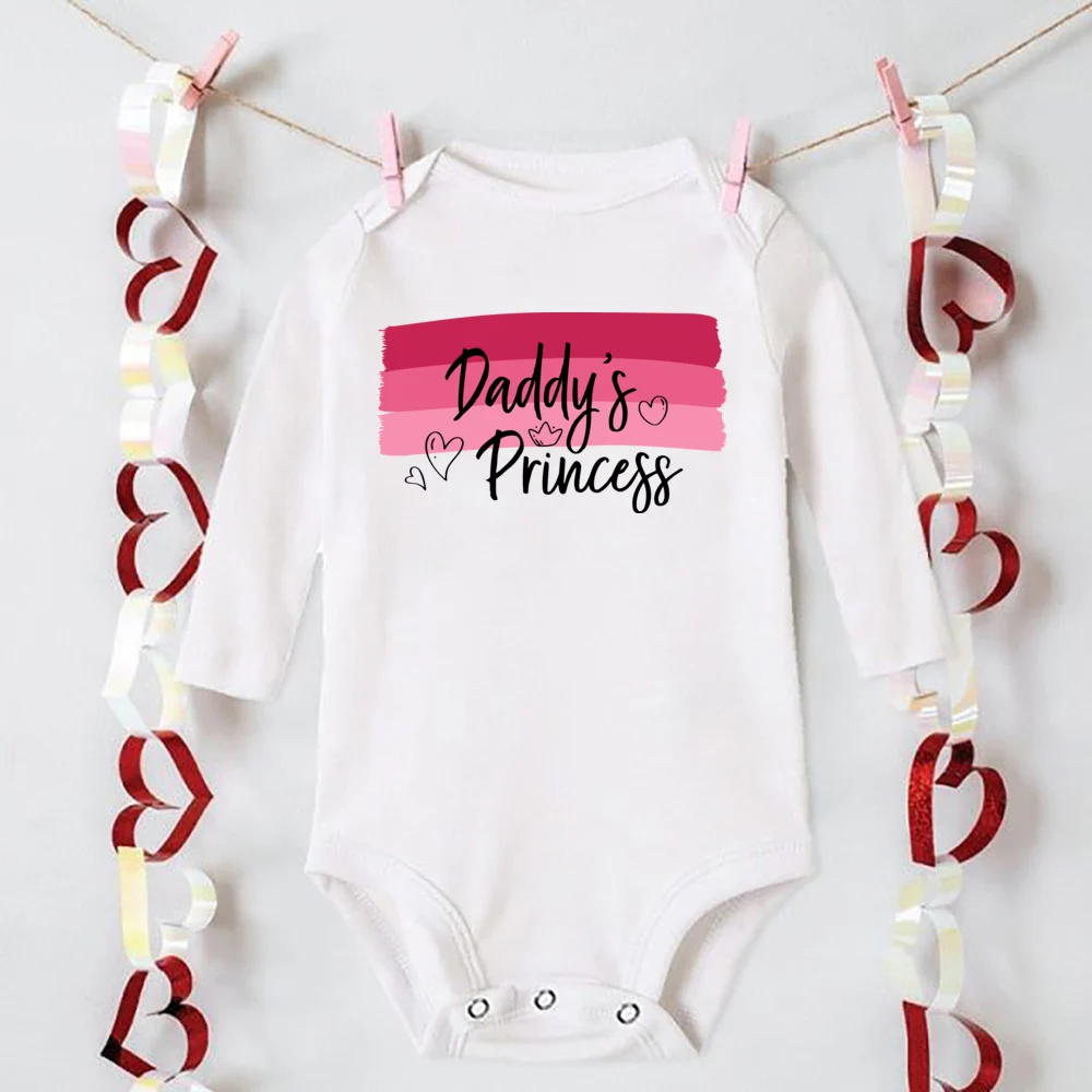 

Daddy's Girl Pattern Print Romper Long Sleeve Warm Newborn Bodysuit Round Neck Jumpsuit Winter&fall Infant Clothes