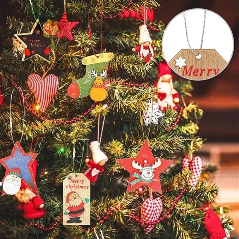 100pcs Christmas Drop Ornaments String Ribbon Xmas Ball Pendant Hanging Ropes Christmas Decorations for Home Gift Packaging Tag