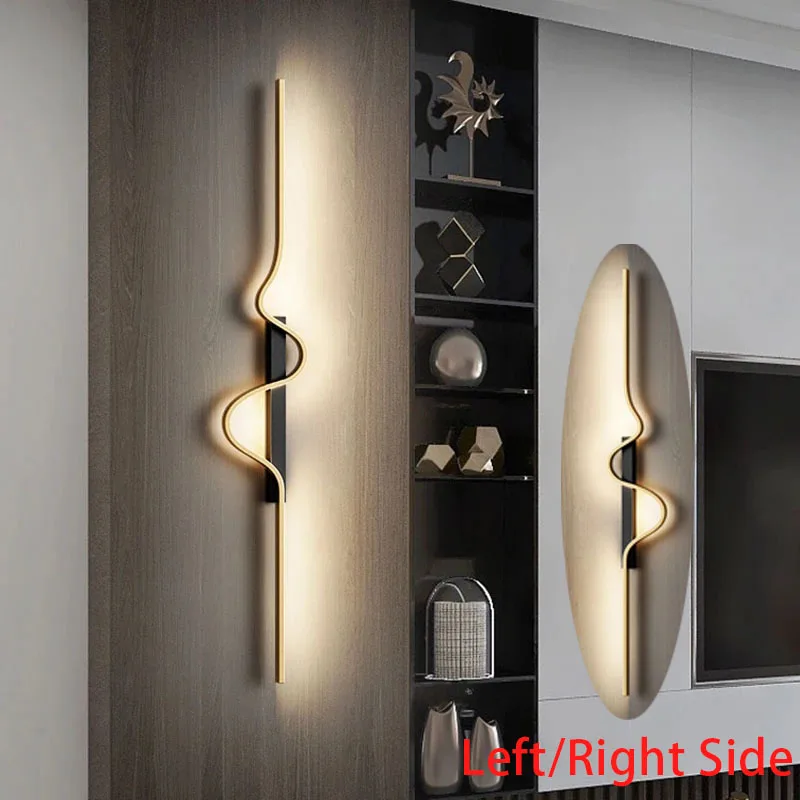 Modern Strip Simple Led Wall Lamps Bedroom Background Lighting Home Indoor Decor Corridor Aisle Black Gold Wall Lamps for Study