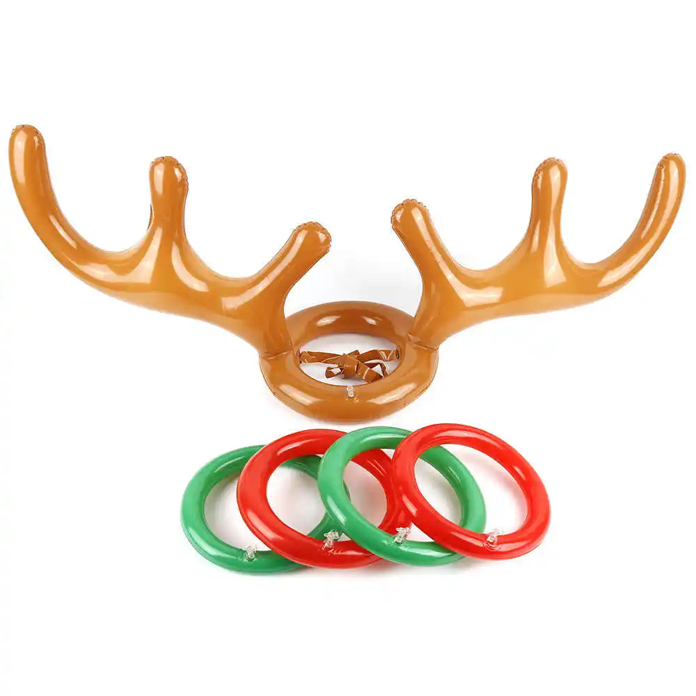 Inflatable Reindeer Antlers Ring Toss Game Christmas Games for Family Party New Year Gift 1 Set