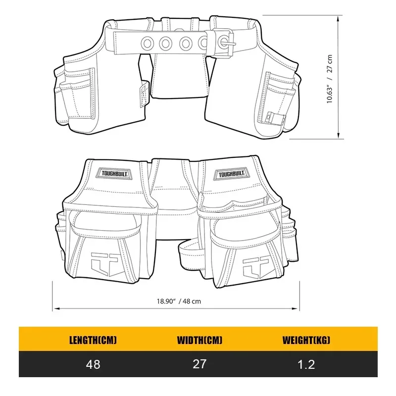 ToughBuilt TB-304-4 Handyman Tool Belt With 12 Pockets Tools Packaging Bag 2