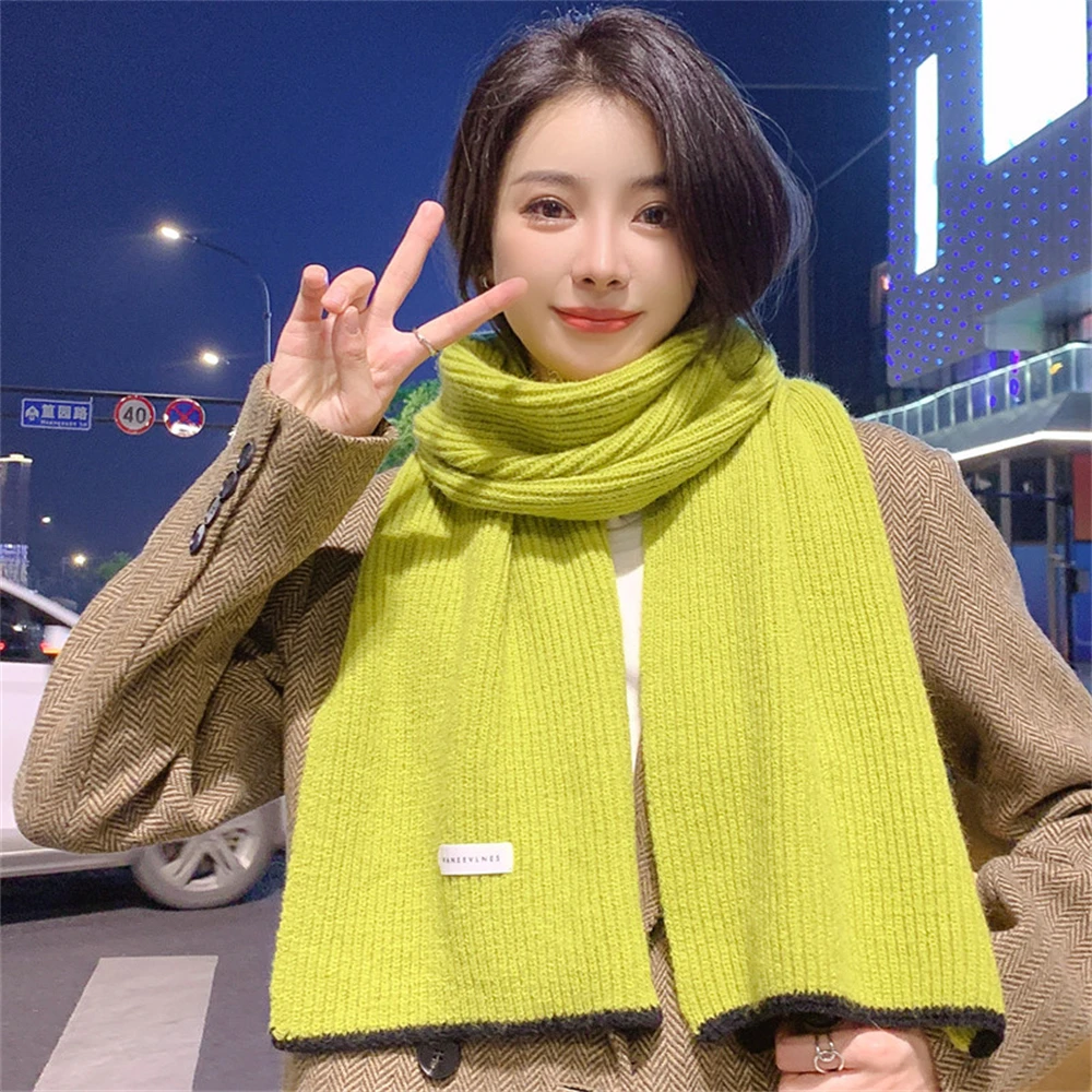 

Women's Knitted Scarf Student Solid Color Woolen Scarf Korean Female Neckerchief Foulard Bufanda Accessories Christmas Gift