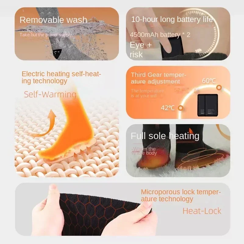 Winter heating socks 5000mAh thermal socks, electric skiing socks, electric foot warming skiing sports