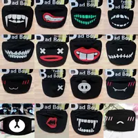 1PCS Unisex Black Anti-Dust Cotton Cute Bear Anime Cartoon Mouth Mask Kpop teeth mouth Muffle Face Mouth Masks Women Men 2