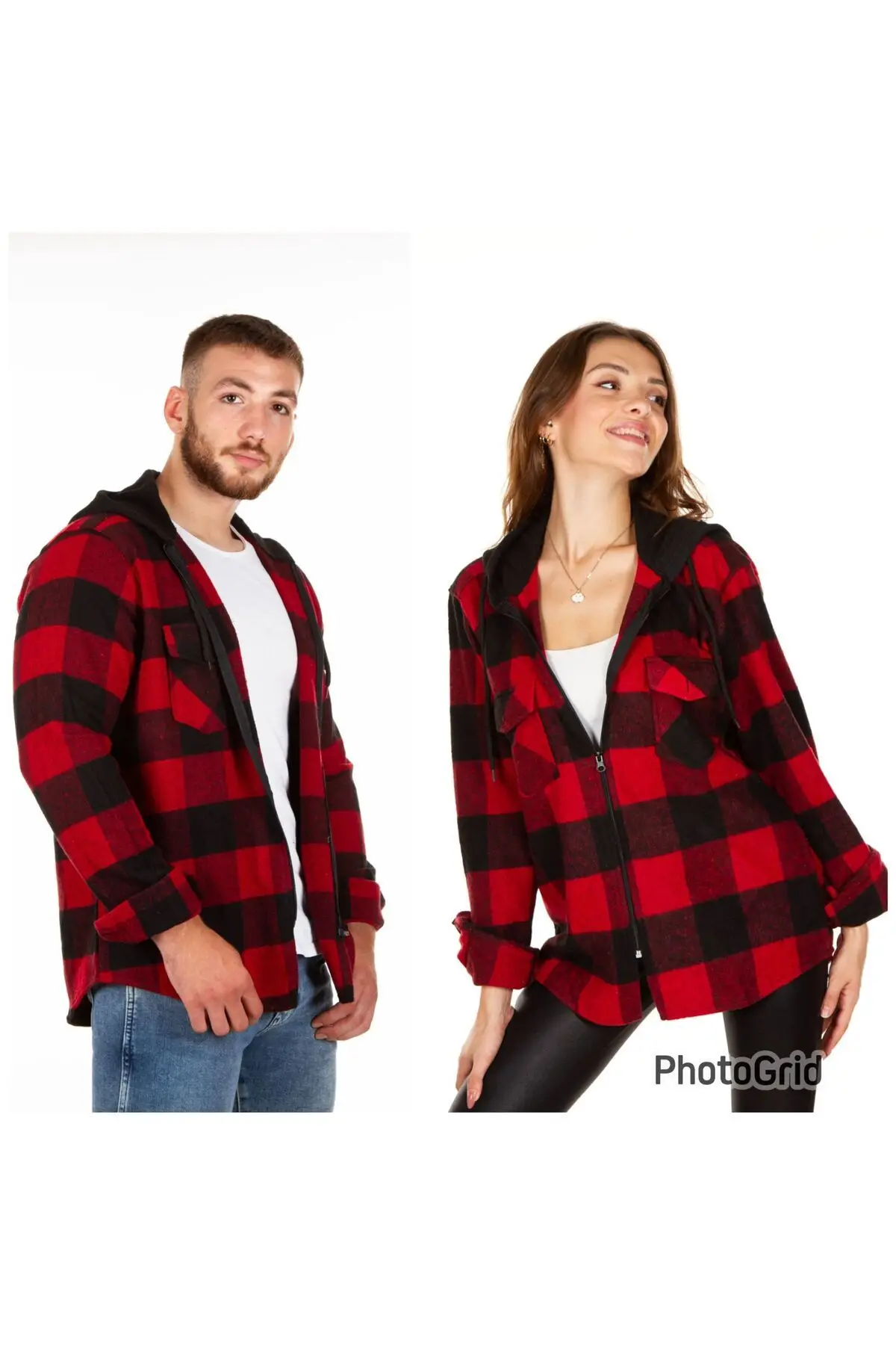 Unisex Lumberjack Shirt with Hooded Zipper