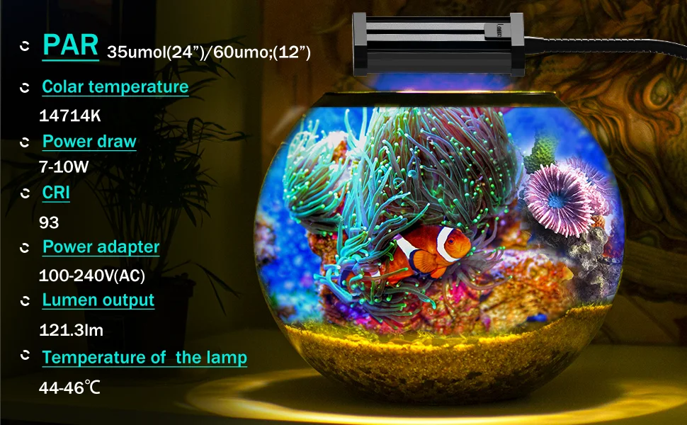 Lominie-Bar 10 LED Aquarium Light, Full Spectrum, 2-Channel