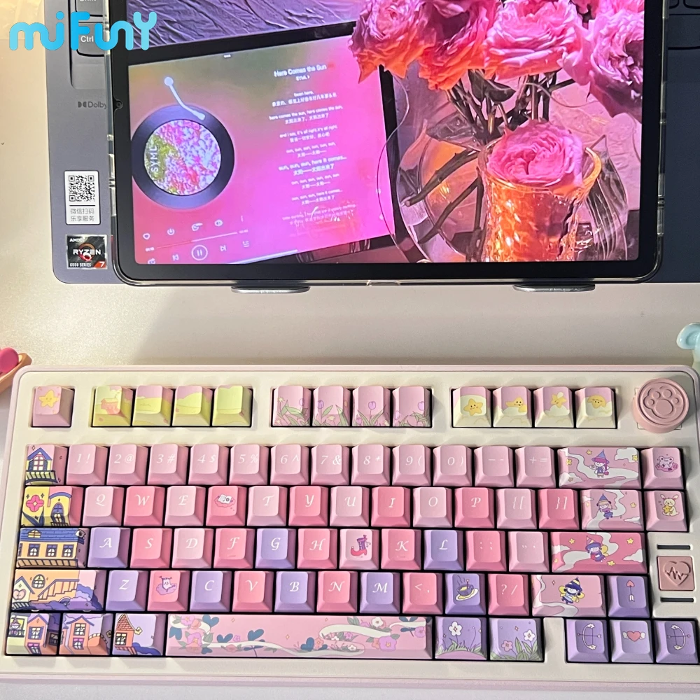 

Mifuny Pinky Tiny Jr колпачки для клавиатуры милые оригинальные колпачки для клавиш PBT сухие подлежащие кровати вишневые колпачки для клавиш механическая клавиатура Rainy75