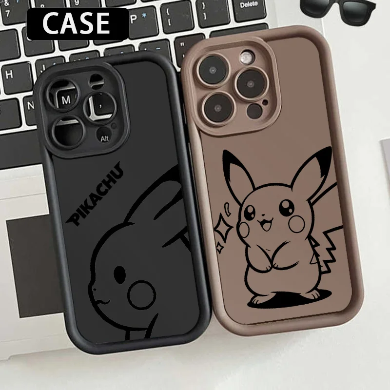 Bnime Pikbchu Per Apple Iphone 7 8 Se 2022 X Xr Xs 11 12 13 14 15 Mini Plus Pro Max Eyes Ladder Phone Case Silicone Funda Soft