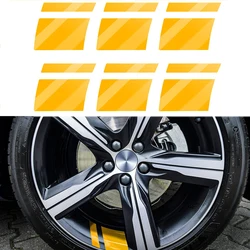 6 - Piece Decorative Wheel Hub Stickers Set (YELLOW)