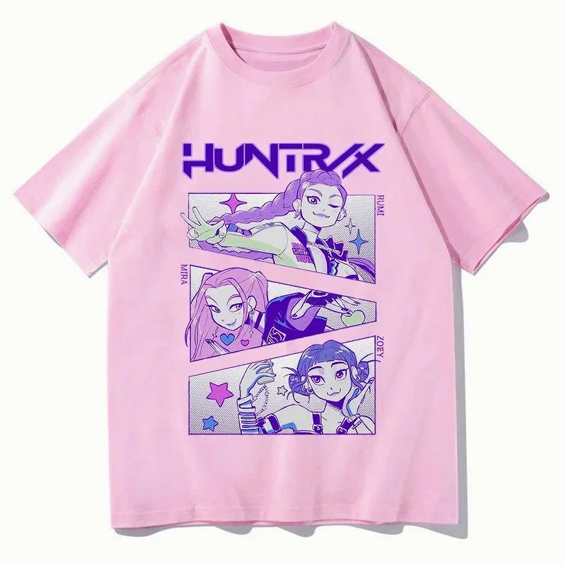 SummerKPop Demon Hunters Huntrix Print Kids Short Sleeve Children's T-Shirt Streetwear Style Cotton Tees Boys Girls Clothing Top 1
