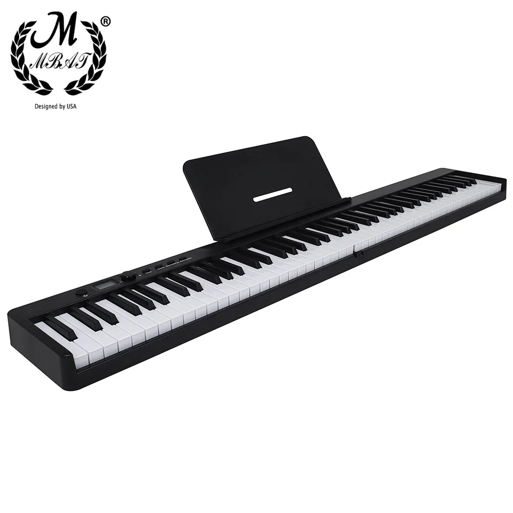 M MBAT 88 Keys Electronic Piano Keyboard Portable Electronic Organ MIDI Output Rechargeable Battery with Sustain Pedal Piano Bag