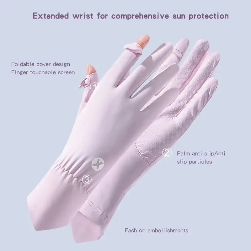 Sunscreen Gloves Thin Ice Silk Women Men Driving Electric Motorcycles Fishing UV Protection Anti Slip Breathable