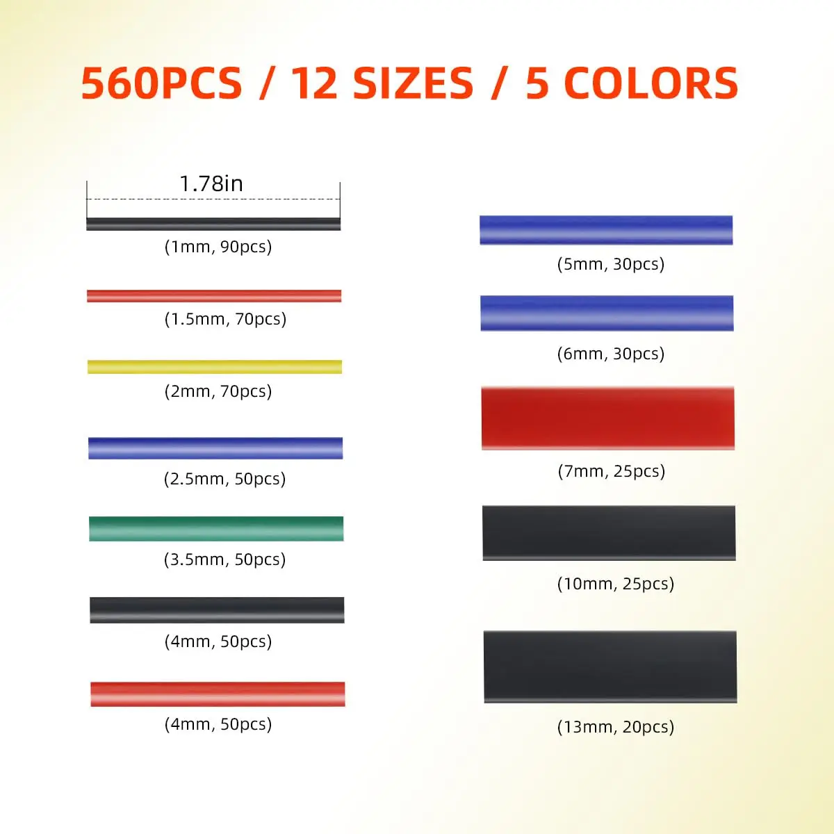 560 Pcs Heat Shrink Tubing Kit Marine Grade 2:1 Ratio Adhesive Lined Industrial