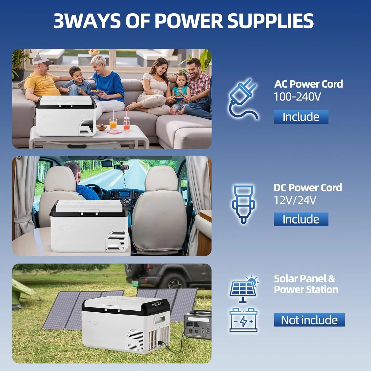 12V Vehicle Refrigerator, 32-Quart Portable Freezer with Reversible Door, Compatible with 100-240V AC and 12/24V DC Power for Tr