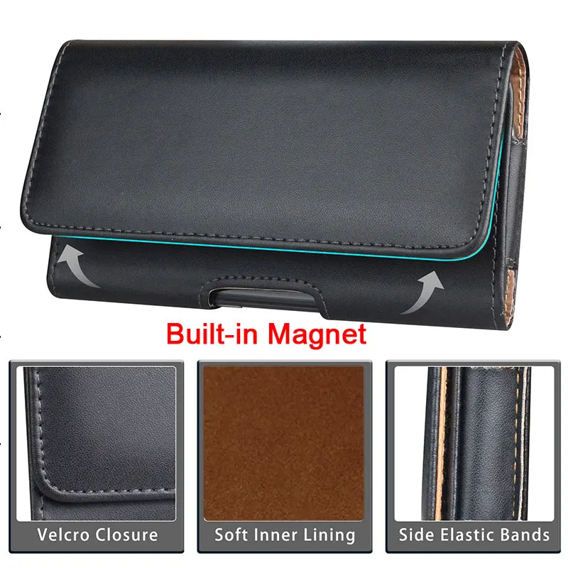 Universal Leather Cell Phone Belt Clip Holster Pouch