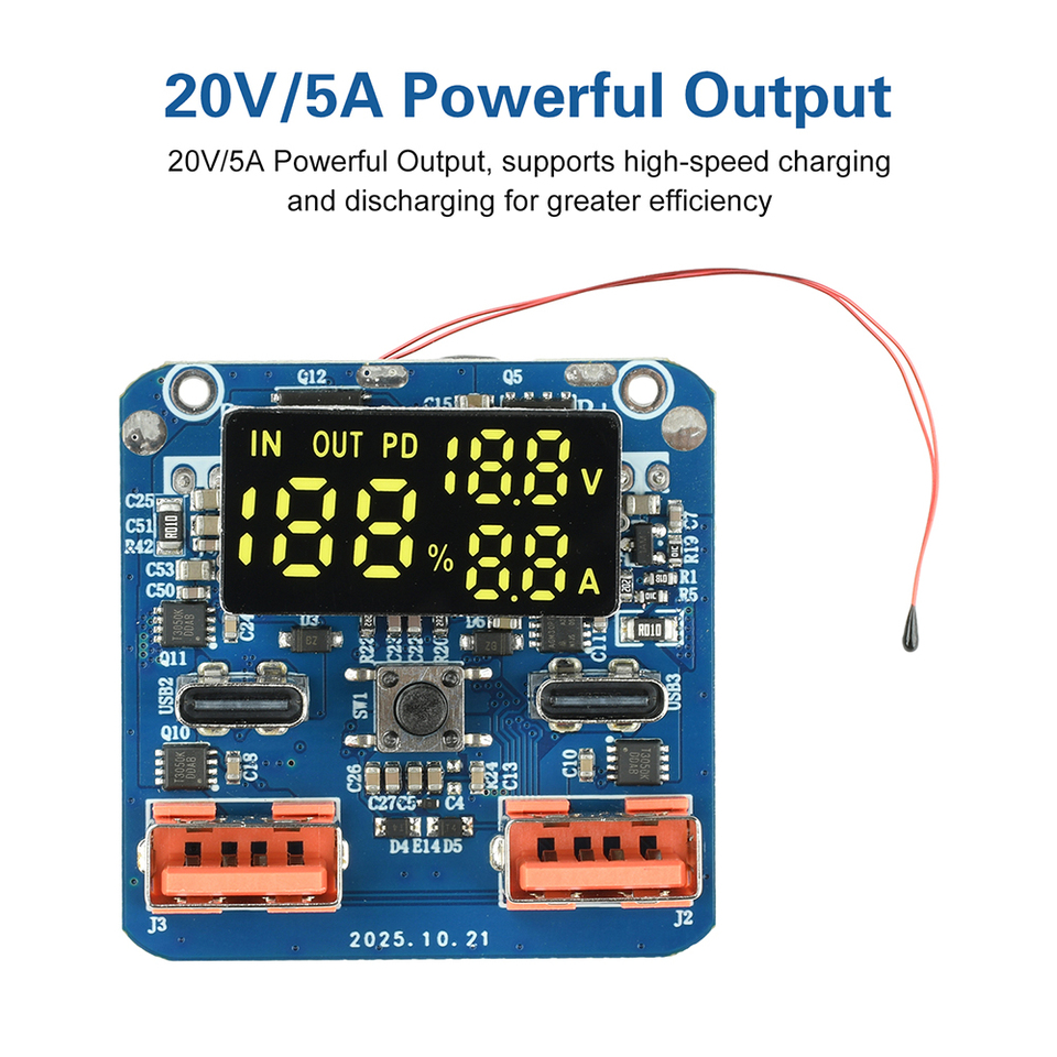 4S PD 100W Charge/Discharge Integrated Buck-Boost Module 20V 5A High-Power Output Lithium Battery Bidirectional Fast Charging
