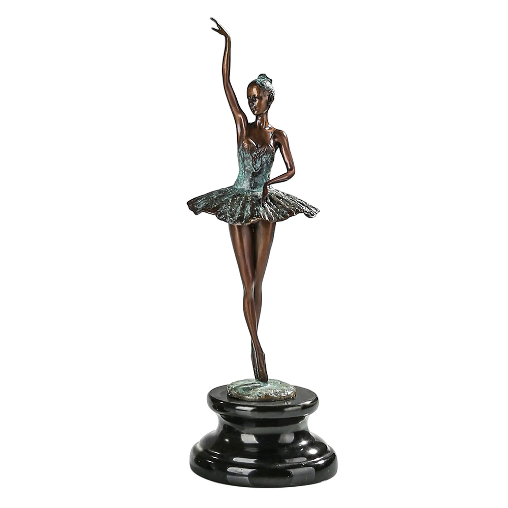 Modern Western Ballerina Dance Statue Bronze Flirting Swans Delicate