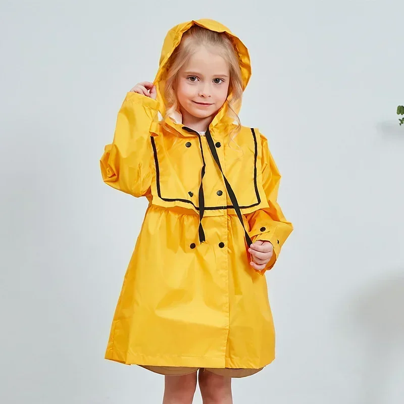 Raincoat Poncho Solid Princess Style kid's Raincoat Fashionable Girl Rain Poncho Waterproof and Breathable Rain Cover Comfortable Jacket
