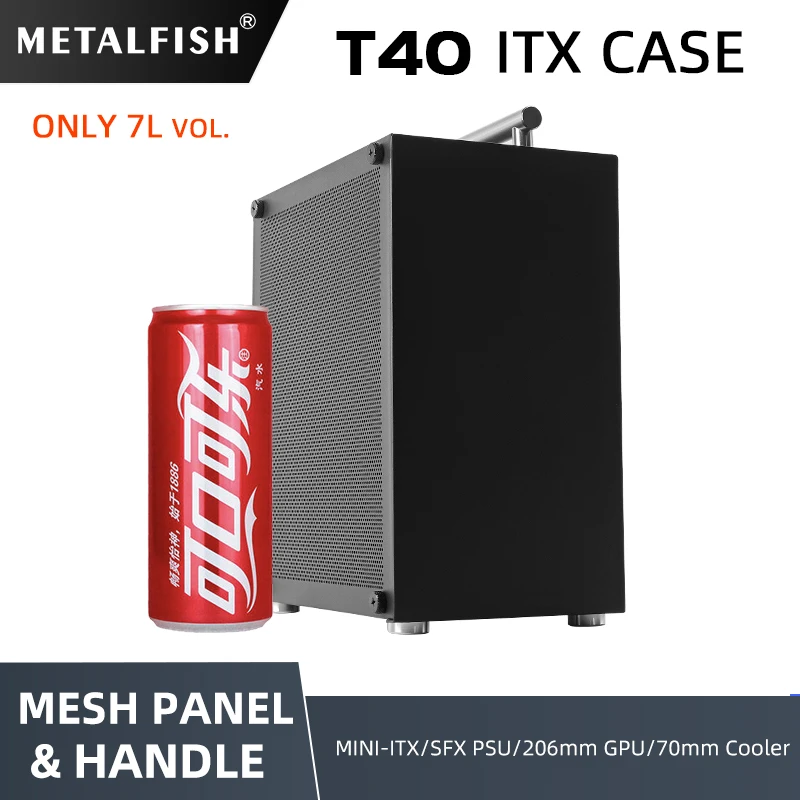 METALFISH-T40-Mini-ITX-Black-Case-7L-Gaming-Computer-Chassis-Compact ...
