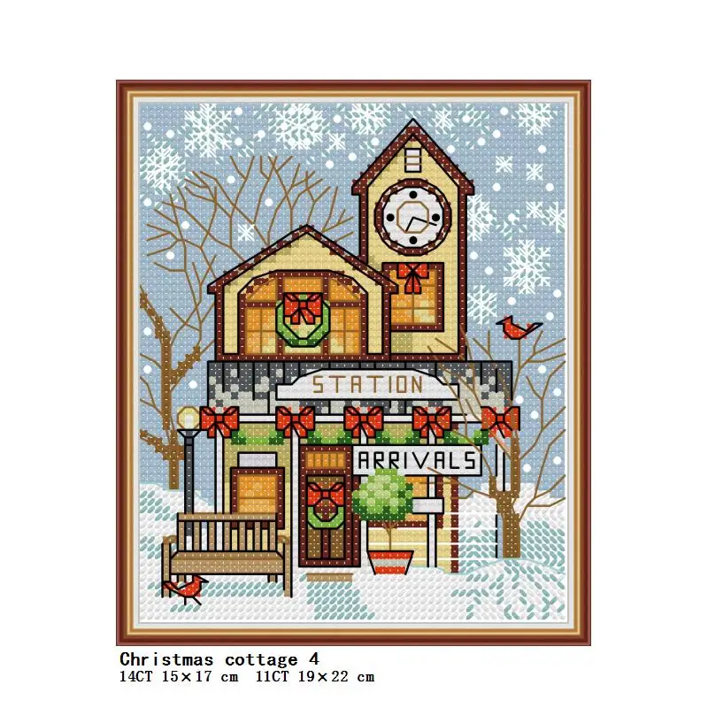 Christmas cottage pattern Mini cross stitch kits 14CT 11CT