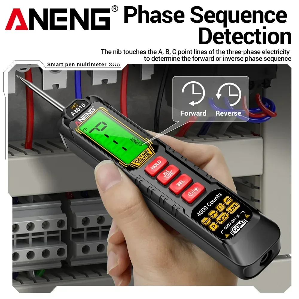 ANENG A3016 Digital Pen Multimeter 500mA Rechargeable Tester 4000 Counts AC/DC Voltage 40MOhm NCV Test Detector Tools
