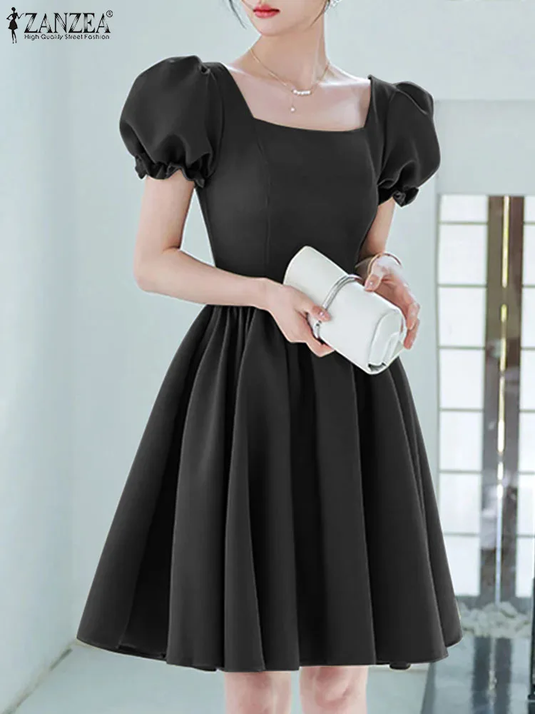 

Элегантный сарафан ZANZEA с пышными короткими рукавами, модное женское мини-платье, модель 2024, летняя модель, женское платье с квадратным вырезом