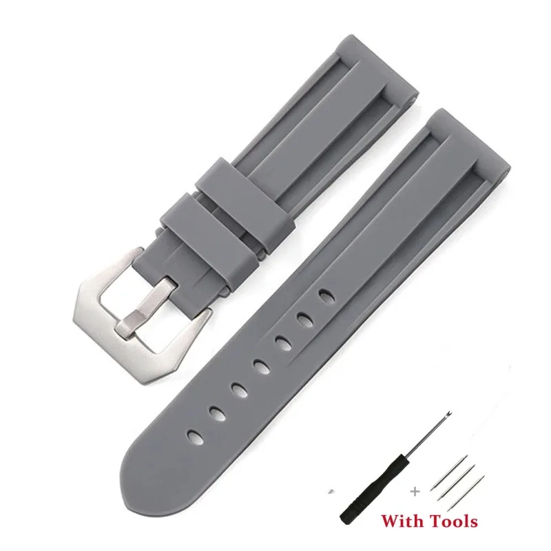 Silicone Waterproof Watch Strap with Stainless Steel Buckle