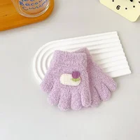 Winter Knitted Gloves Cartoon Warm Mittens Toddlers Outdoor Cartoon Pattern Cute Gloves for Child Kids Baby Girls Boys 1-3Y 6