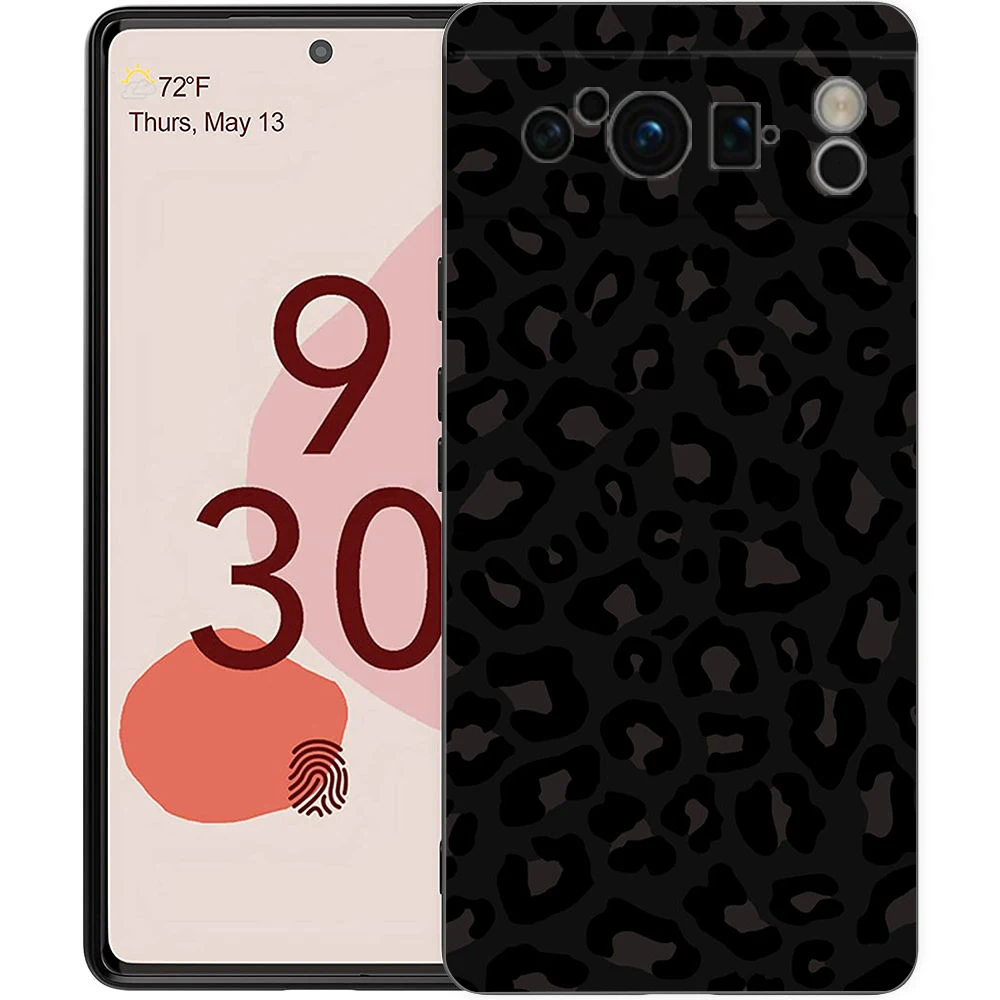 Leopard Print Pattern Soft Silicone Shockproof Phone Case - Black Cover s