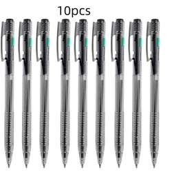 Minimalist Retractable Ballpoint Pens Set, Assorted Ink Colors, 0.7mm Fine Point (Black - 10)