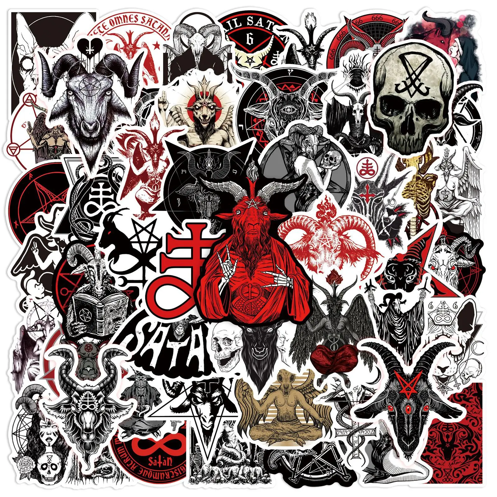 

10/30/50pcs Devil Satan Graffiti Sticker Horror Laptop Phone Case Motorcycle Helmet Waterproof Diy Kids Toys Decal Decor Sticker