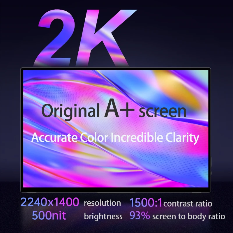 VCHANCE 14'' 2K 터치스크린 휴대용 모니터 2240x1400p 100%DCI-P3 노트북 Xbox 스위치 ps5 Mac용 사무실 여행 외부 디스플레이