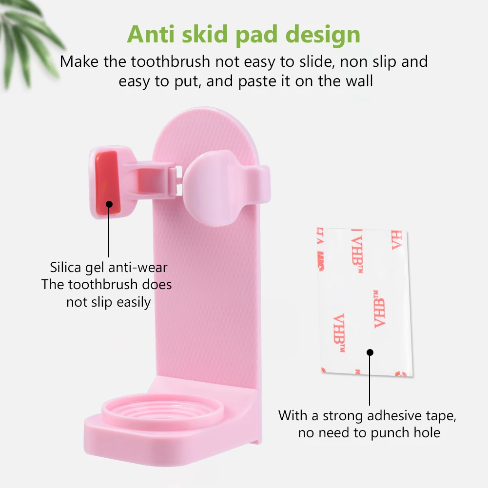 Electric Toothbrush Holder Adapt Wall-Mount Bathroom Space Saving Traceless Toothbrush Organizer Stand Adhesive Rack Accessories toothbrush holder bathroom storage rack