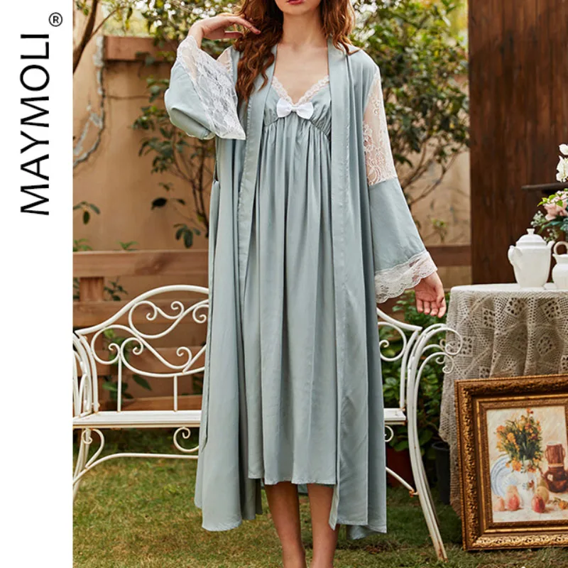 Maymoli Sexy Camisole Nightgown Luxury Night Wears Comfortable Lace