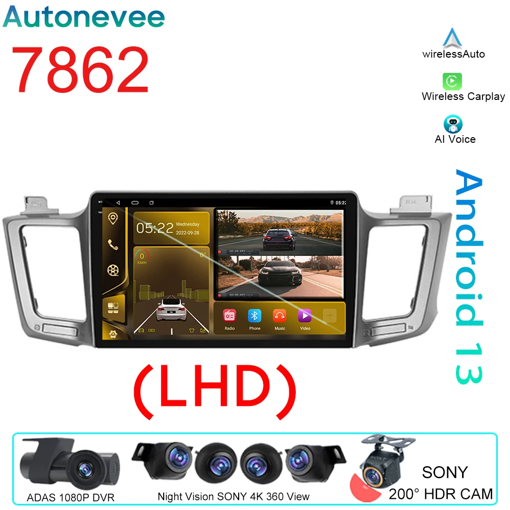 

7862 For Toyota RAV4 4 XA40 5 XA50 2012 - 2018 Android Auto Car Radio Multimedia Video Player GPS Navigation Carplay No 2Din DVD