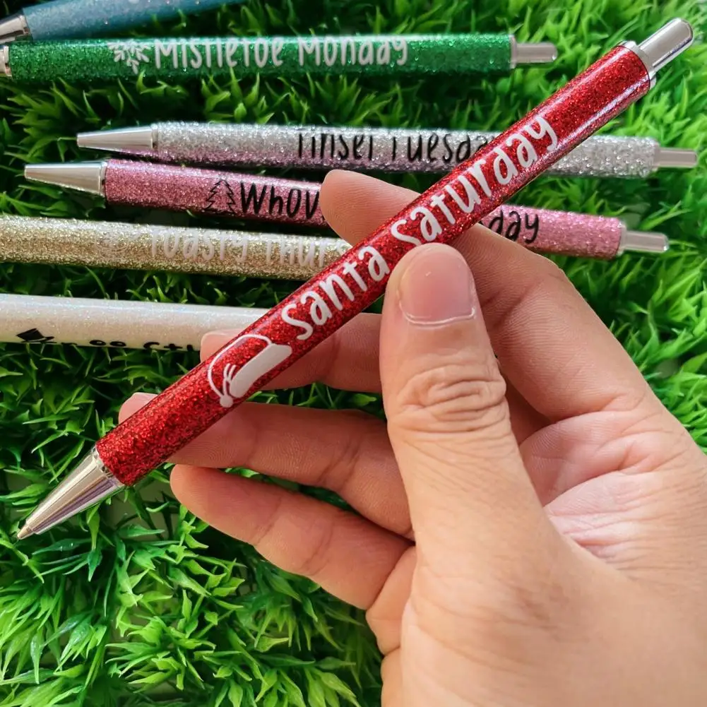 Christmas Themed Pen Christmas Glitter Pen Sparkling 7-piece Weekday Glitter Pen Set for School Stationery Parties Gifts