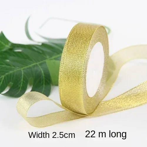 Gold and Silver Metallic Glitter Ribbon – 25-Yard Roll for DIY Crafts, Sewing, and Gift Wrapping