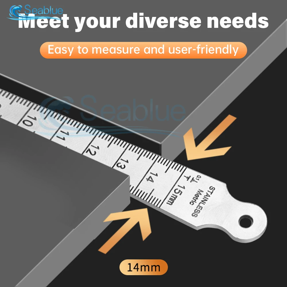 Taper Gauge Feeler 1-15mm Stainless Steel Gap Hole Measuring Tool Double Side Wedge Aperture Scale Thin/Thick 1Pcs