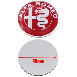 3D Aluminum Steering Wheel Emblem Sticker - Car Interior Accessory - Alfa romeo (Red)