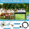Stove,4 Burner Gas StovePortable Gas Stove Auto Ignition Camping Stainless Steel Stove 4 Burner LPG for RV, Apartment,Outdoor 6