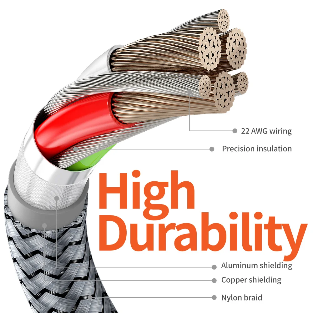 1PC 2PCS MFi Certified Fast Cable durable Nylon Braided Cord thumbnail 7