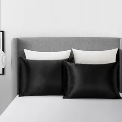 Luxurious Black Silk and Satin Pillowcases - Set of Two, Standard & Large Sizes, Ultra - Soft - 51cm102cm