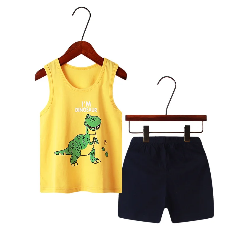 Kids Clothes Girls Child Vest Short 2pcs Cotton Cartoon Clothing Set for Boys 2 4 6 8 10 Years Children Kids Tracksuit Outfit disney clothing sets Clothing Sets