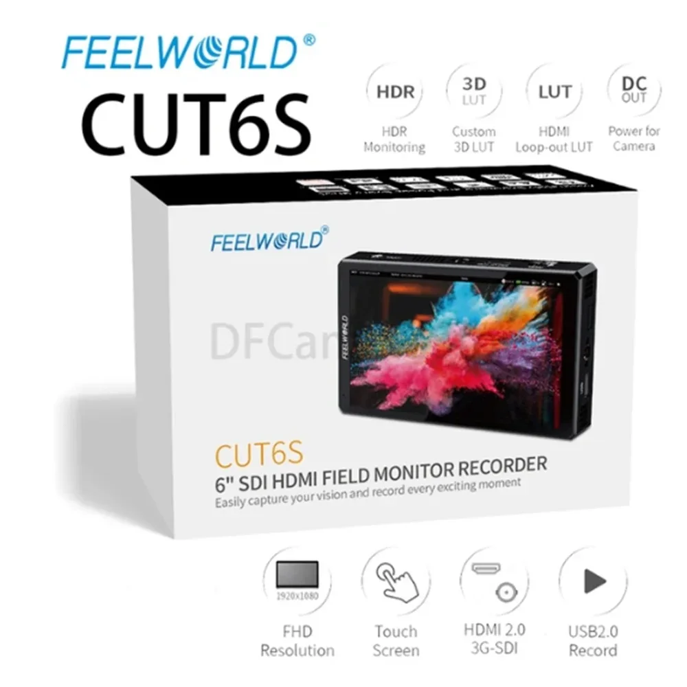 FEELWORLD CUT6 CUT6S 1920x1080 3D LUT Portable Monitor 6 inch Touch Screen Video Monitor Recorder Support IPS 4K HDMI-
