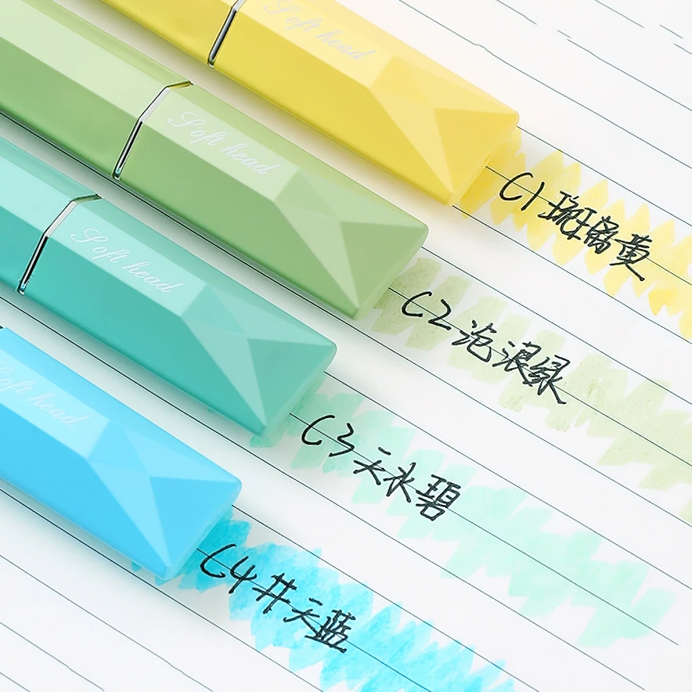 4pcs 도파민 컬러 형광펜 펜 세트 드로잉 그림 학교 F7511에 대 한 비스듬한 소프트 헤드 마커 라이너