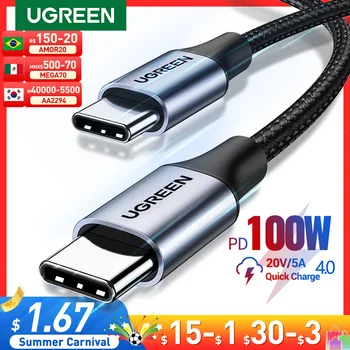 UGREEN 100W USB Type C To USB C Cable For Samsung Galaxy S24 For iPhone 15 Macbook Xiaomi PD Fast Charging Charger 5A Fast USB C