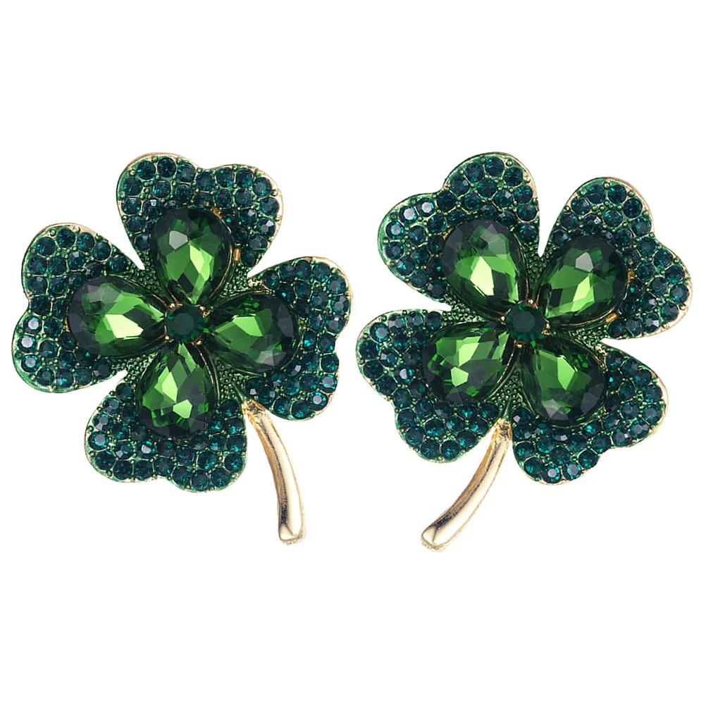

2pcs Brooch Pin Rhinestone Brooch Collar Pin Decorative Pin St Patricks Day Accessory