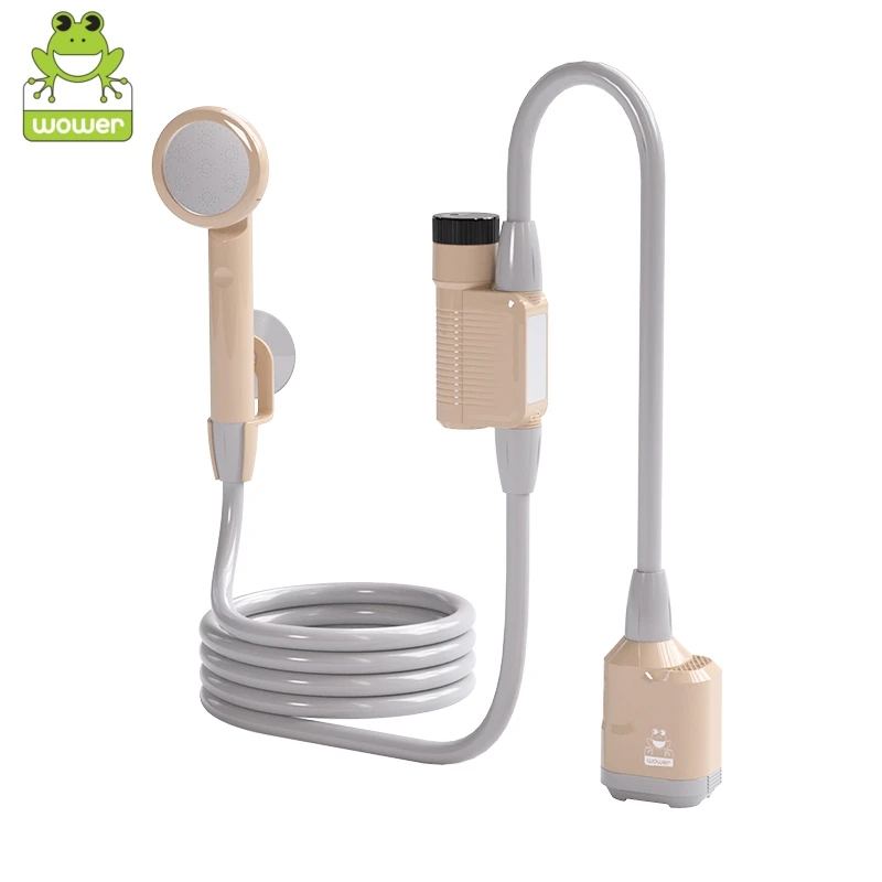 WOWER ฝักบัวแบบพกพา 4000mAh IPX8 กันน้ําพร้อมจอแสดงผลดิจิตอลฝักบัวแบบพกพาแบบชาร์จไฟได้สําหรับ Camping Travel Shattaf 1