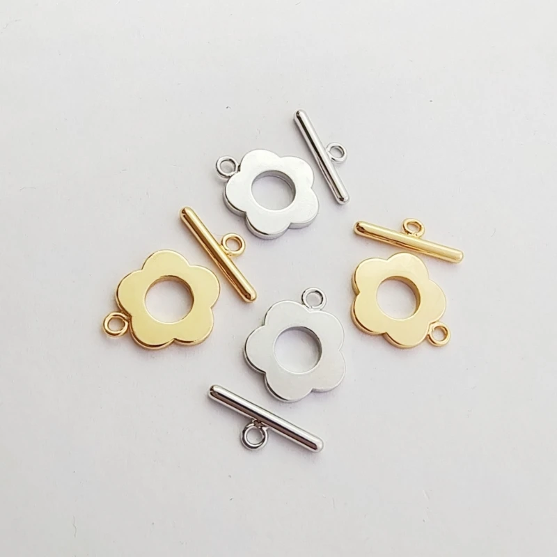 

5Sets Flower Toggle Clasps Flower Ring T-Bar Jewelry Clasps OT End Clasp Connectors for Necklace Bracelet Jewelry Making